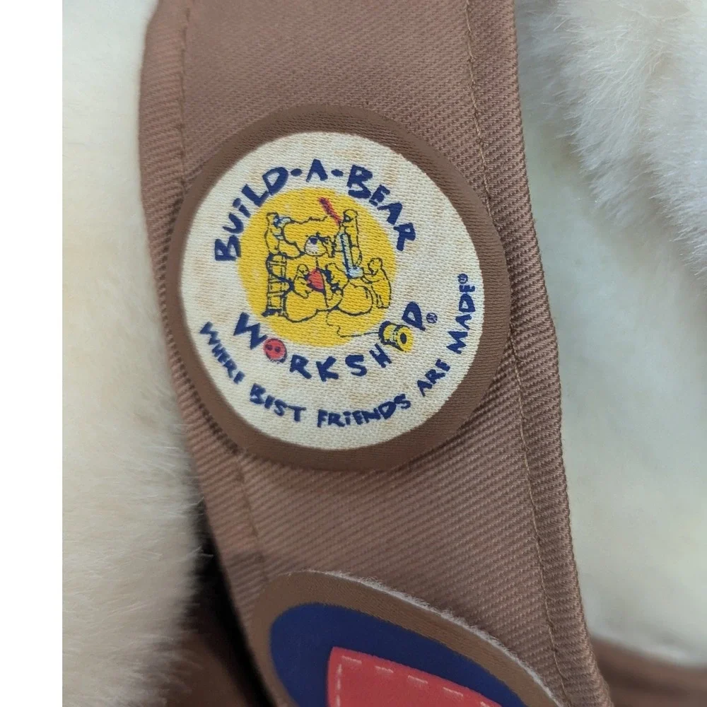 Build-A-Bear Workshop White Plush Teddy Bear Brown Scout Uniform Patches Bow